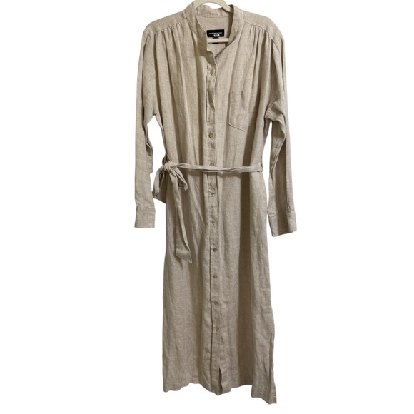 Fifteen Twenty Linen Oatmeal Color Midi Length Shirtdress Size Large - Picture 2 of 9